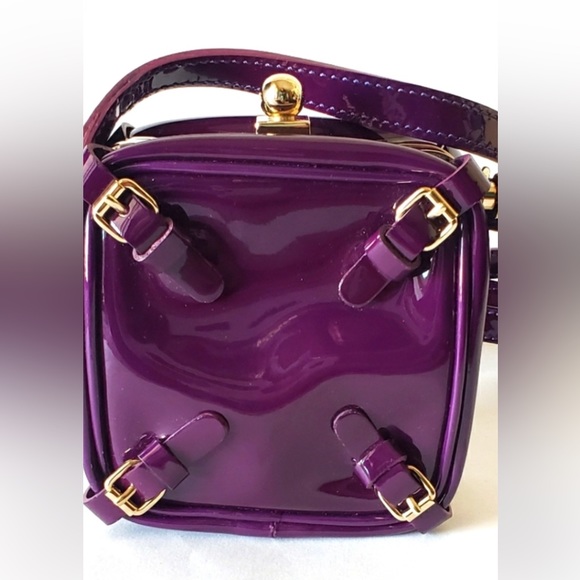 Celine Purple Lapis Roller Buckle Mini Patent Leather Crossbody Square Bag Purse - Picture 9 of 13